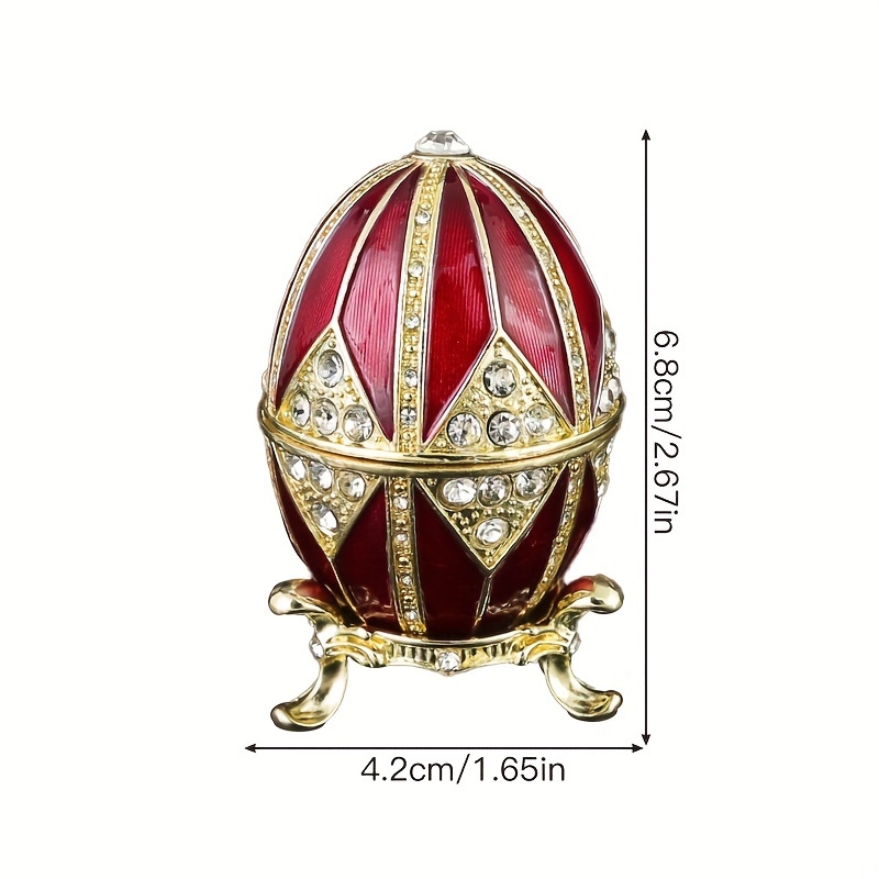 TEMU 1pc, Boîte d'œuf de style avec charnière pour rangement de bagues de bijoux, Boîte de figurine avec
