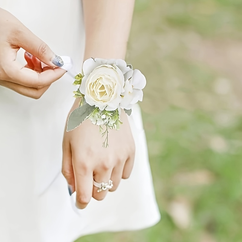 Set of Peony Wrist Corsages for Wedding, Wedding Wristlet Mother of Bride  And Groom, Prom Flowers Suit Party and Vintage Wedding Decorations