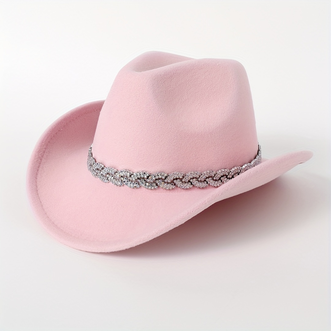 TEMU Women's Fashion Fedora Hat With Silvery Rhinestone Band And Bead Embellishment, Soft Wide Brim Sun Hat For Outdoor Shade, Lightweight Prom