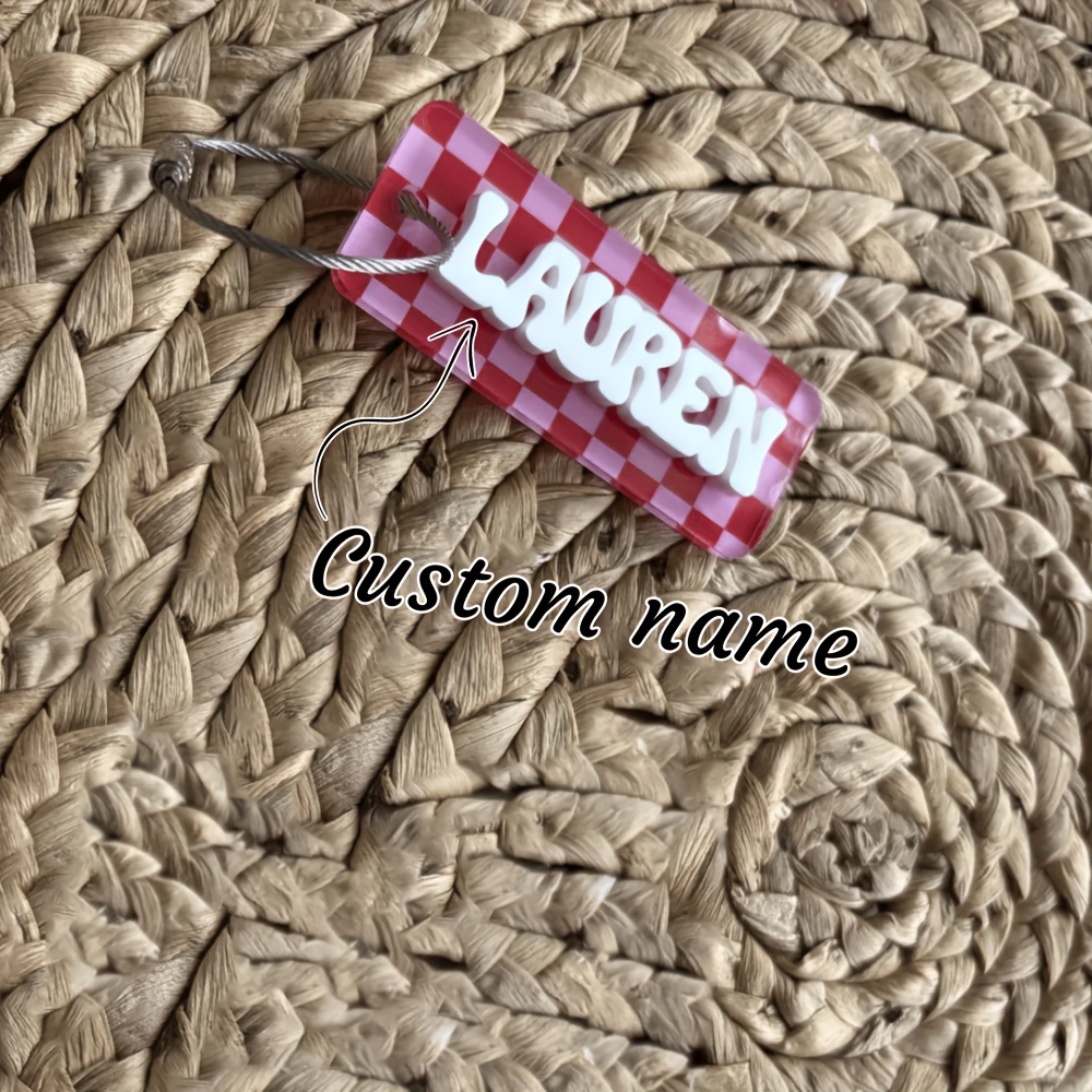 TEMU 1 Portachiavi Acrilico Personalizzato a con Incisione 3D del , Forma Quadrata, a Quadri , Regalo per Feste/Compleanno per