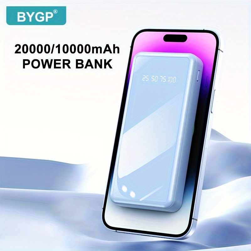 bygp 20000 10000mah portable power bank with led battery display outdoor emergency backup battery pack usb type c micro interfaces suitable for iphone android smartphones and digital electronic devices gift