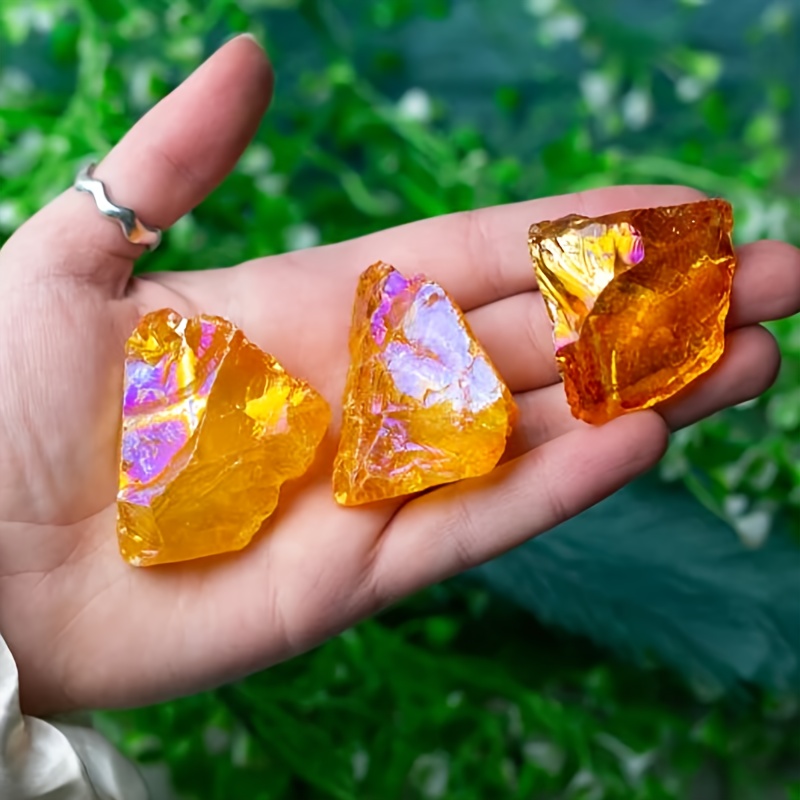 

1pc/2pcs Raw Orange Aura Quartz, Rough Aura Quartz Crystal, Home Decoration, Gift For Family And Friend