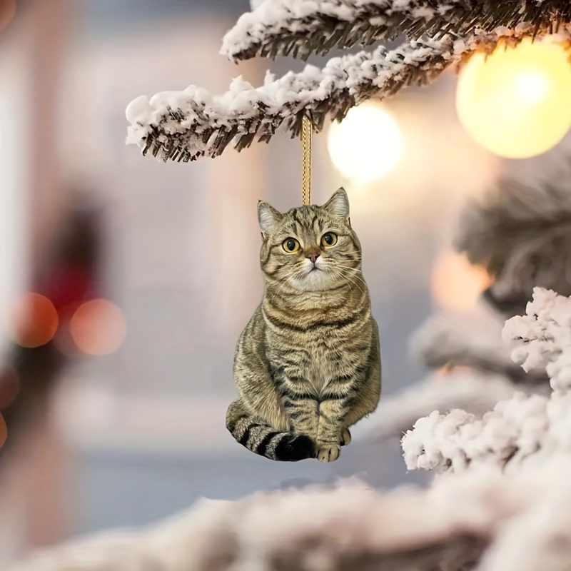 

1pc Acrylic Hanging Tabby Cat Ornament – Festive Party Decoration For Home, Bag Charm, Creative Keychain Accessory, And Unique Smartphone Case Pendant