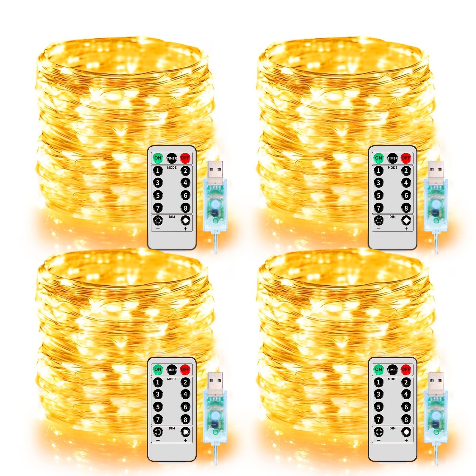 

8-mode Fairy Light, 2/4 Pack, 66ft 200led Fairy Light String, Outdoor/indoor Fairy Light, With Remote, Suitable For Bedrooms, Dormitories, , Christmas, Parties, Indoor Outdoor Warm Wire Flashing Light