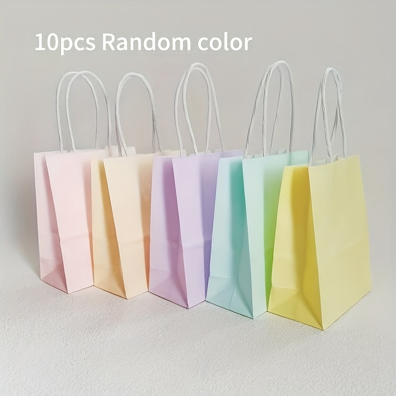 Image of Gift For Her/him 10pcs/20pcs Macaron Five-color Gift Bags, Solid Color Gift Bags, Paper Bags For Apparel, Gifts, And Shopping Random Color