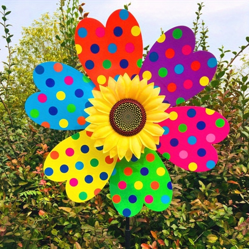 

Sunflower Windmill - Garden Lawn Decoration Outside The Yard- Flower Diameter 36cm/14.17 Inch