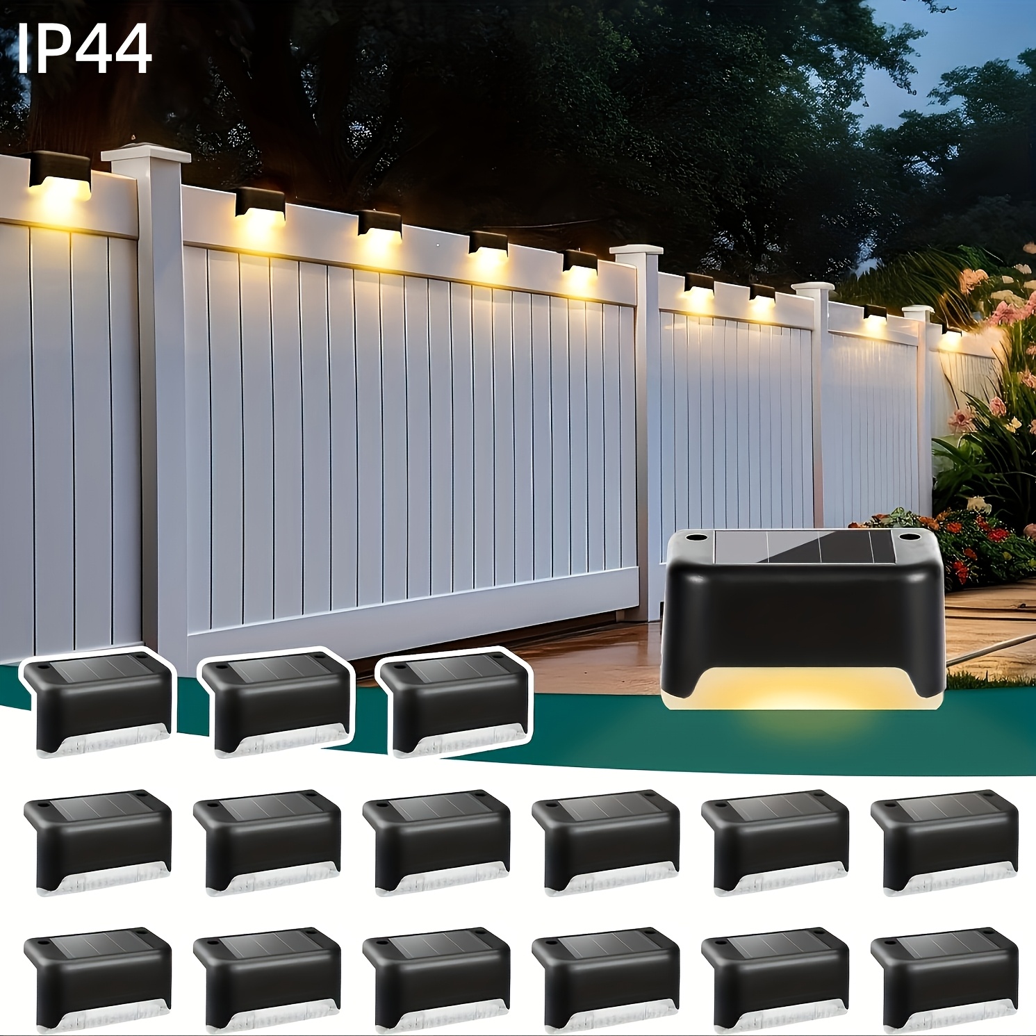16pcs solar   lights deck lights warm white embedded installation suitable for landscape lighting and guide lights in courtyards   stairs   and gardens