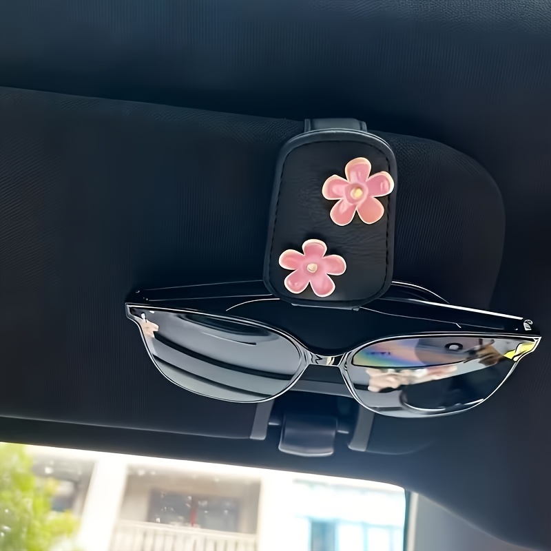 TEMU 立体的花柄デザイン 車用マグネット式メガネクリップ、おしゃれな車内ファッションメガネ収納クリップ、ファッションメガネホルダー、レシートクリップ、車用アクセサリー、車内装飾アイテム