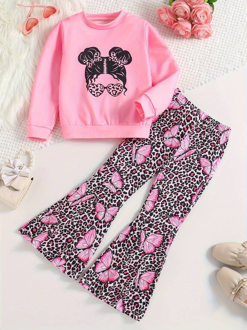 Ensemble Hiver Fille 7-12 Ans - Pantalon Léopard Et Sweat à Manches Longues - Confortable Et Chic