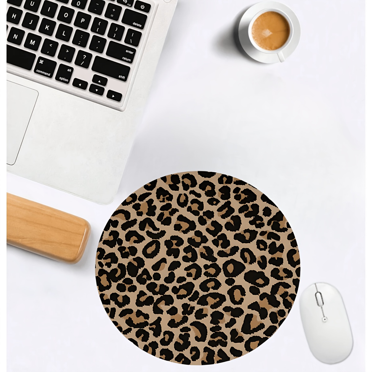 Image of 1pc Leopard Print Themed Design Round Mouse Pad, Computer Mouse Pad, Pc Laptop Desk Mat Anti-slip Mousepad – 7.87 Inches Mousepad, Suitable For Office Home Gift – Office Desktop Decoration