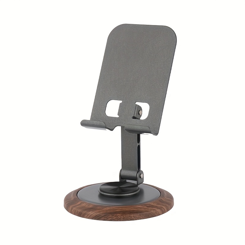 TEMU 360 Degree Rotating Metal Phone Stand - Compact And Portable, Wood Textured Foldable Desktop Stand, Suitable For All Smartphones And Tablets,