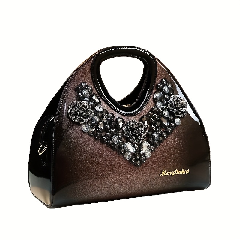 2025 New Arrival Elegant Rhinestone-Embellished Clutch - Adjustable Shoulder Strap, Magnetic Closure, Synthetic Faux Leather Lining, Perfect for Women, Mother'S Day Gift, Cute Clutch