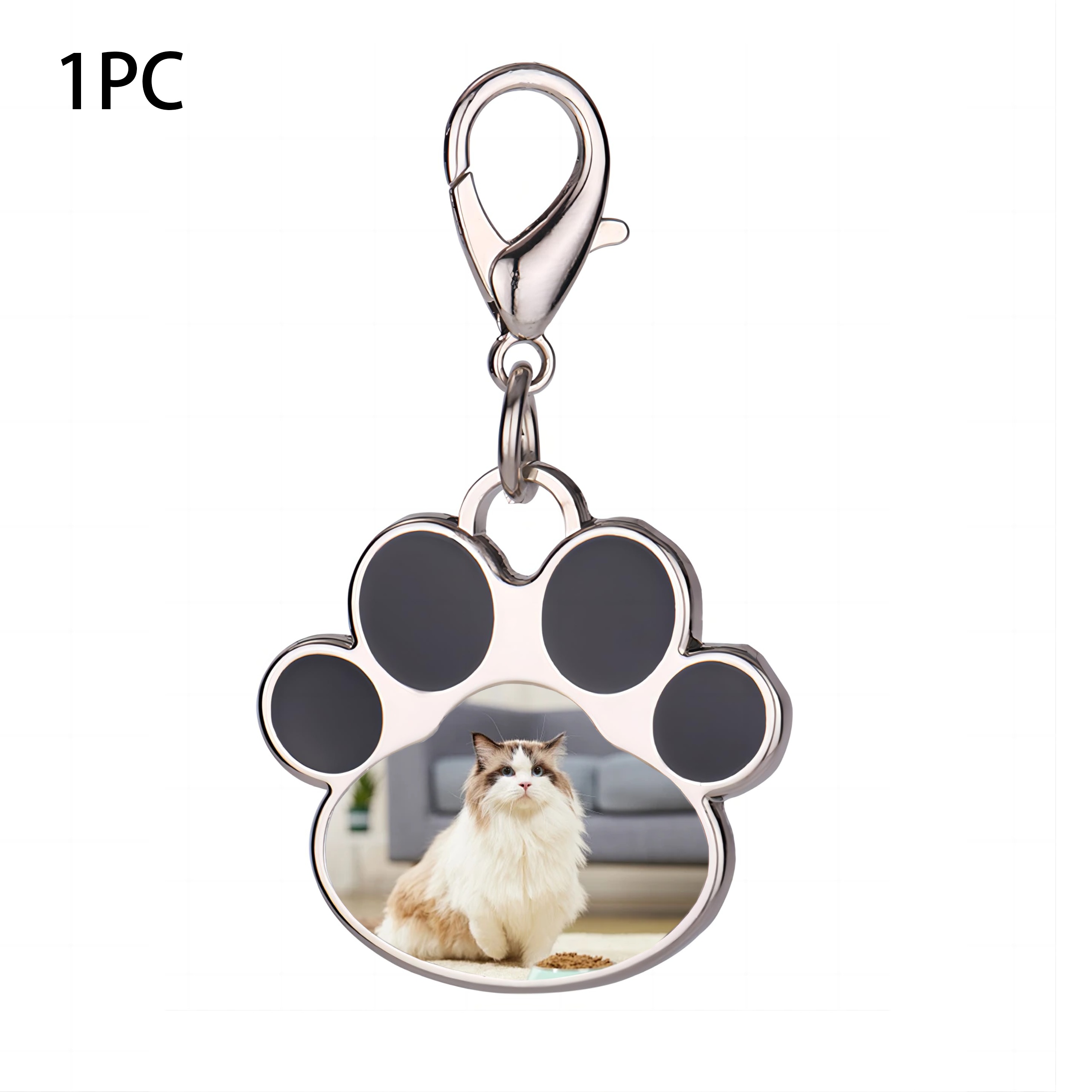 Image of Custom, Custom Picture Dog Tag, Custom Pet Photo Keychain, Personalized Photo Paw Print Dog Tag Keychain, Engraved Keychain Animal Keychain