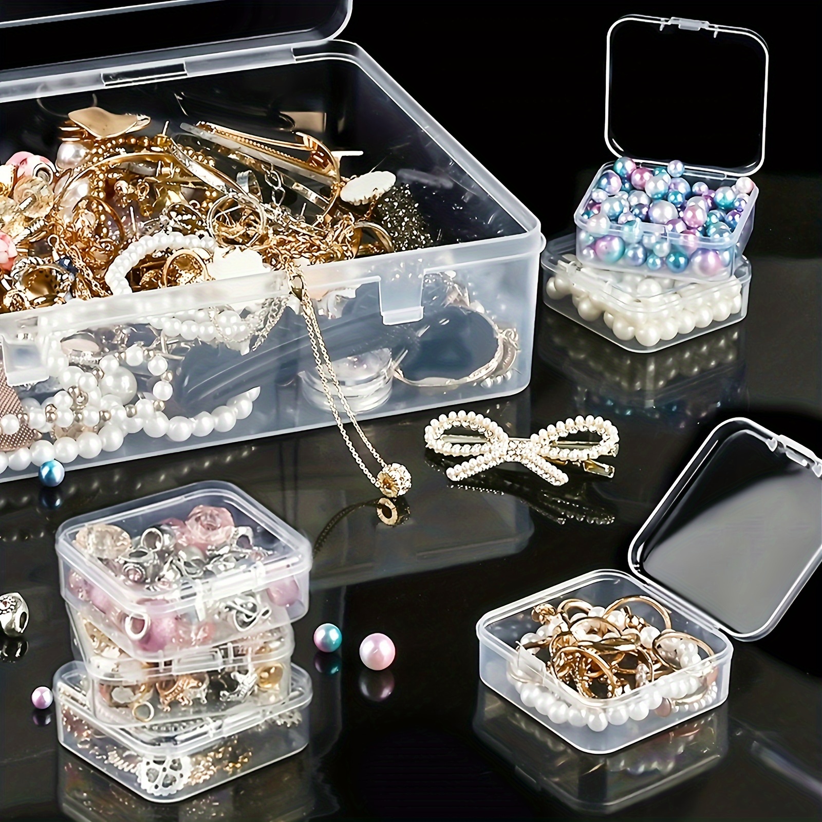 30pcs plastic storage box organizer set transparent stackable bins with lock tight latches for crafts beads jewelry hardware and small accessories diy crafts beading storage beading jewelry making Product details 7