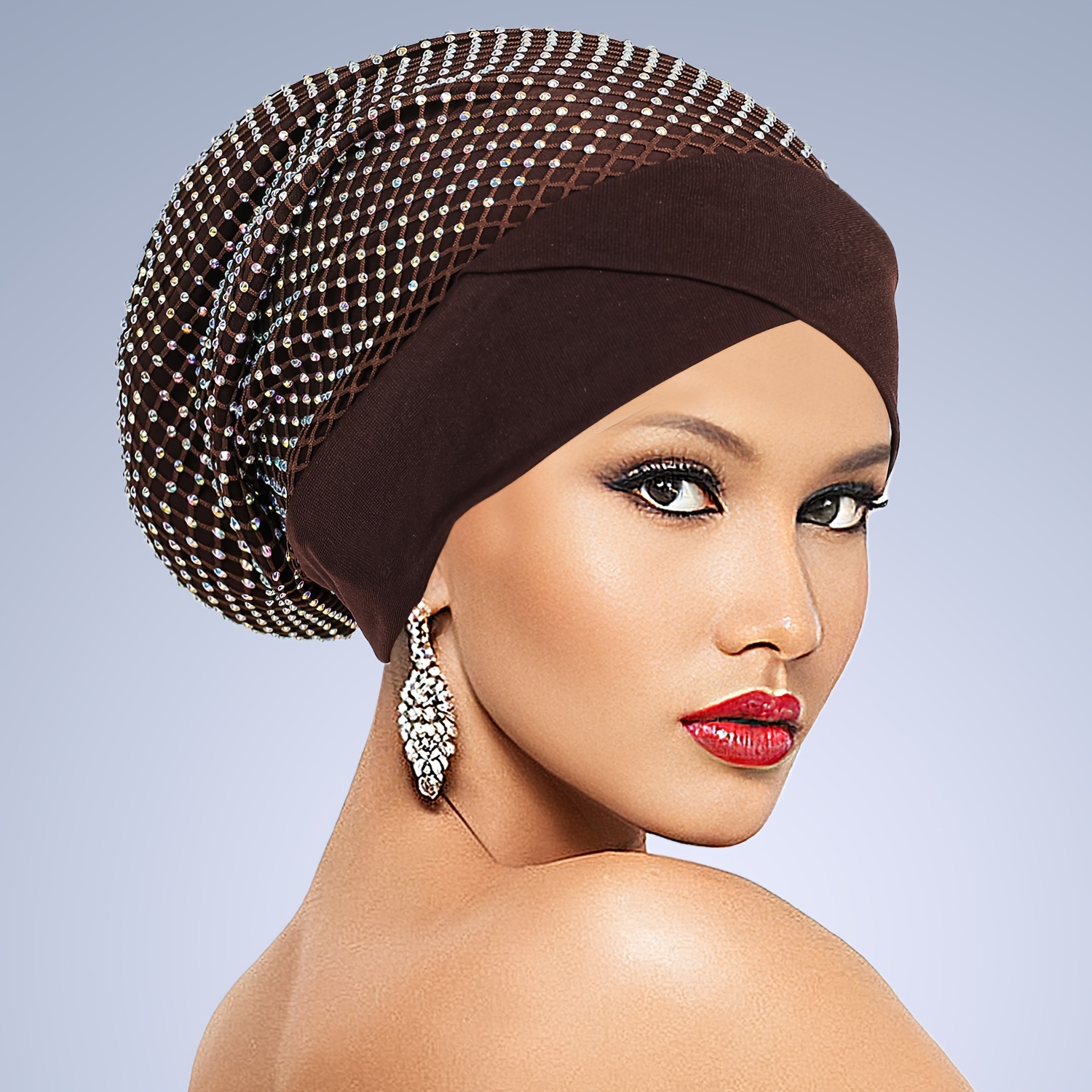 TEMU Women's Turbans Handmade Heavy Duty Hot Stamping Retro Design Fashionable And Elegant Headscarf Hat Suitable For Important Occasions And Daily
