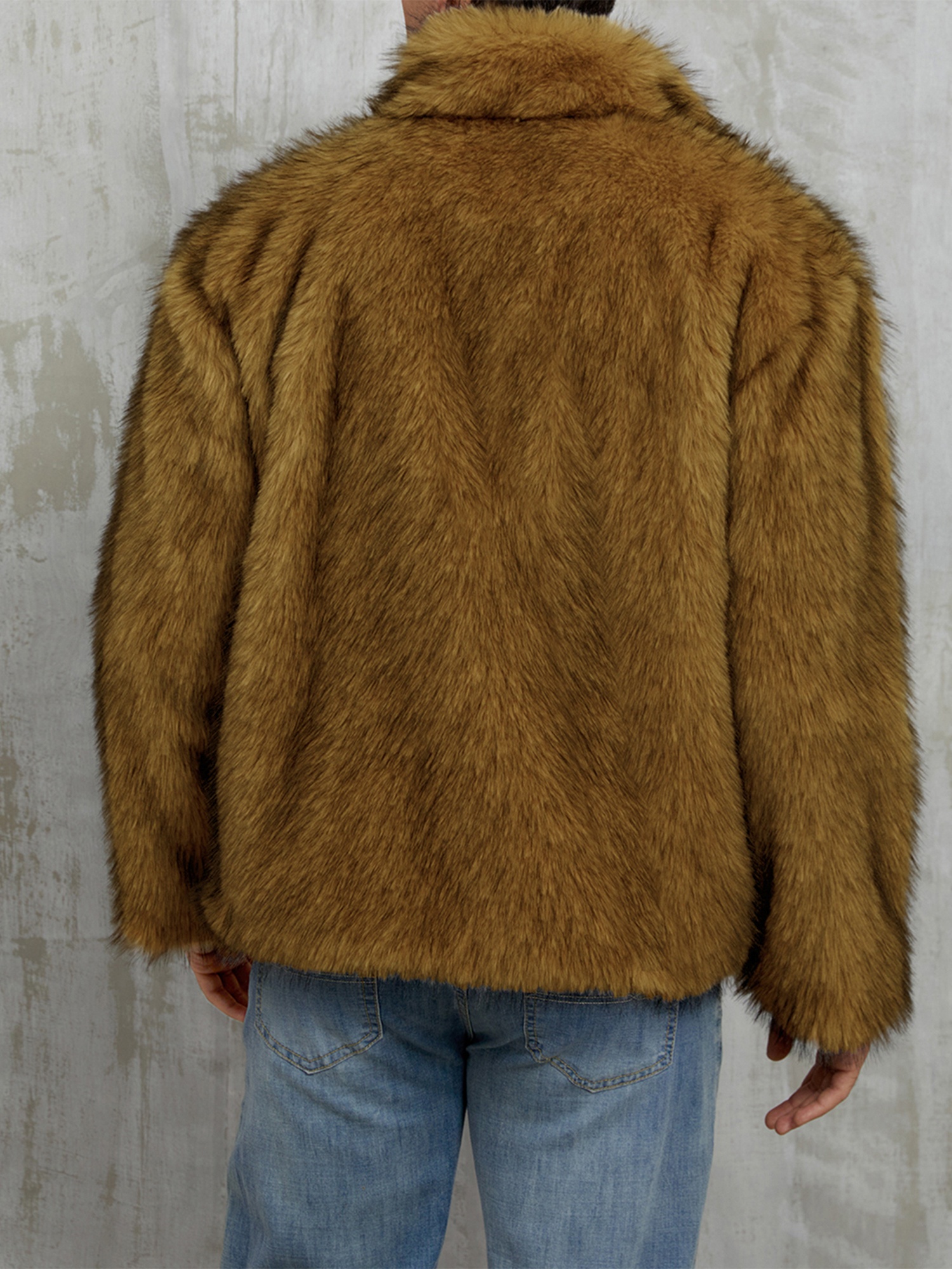 mens faux fur coat winter warm full length zip jacket - Temu Canada