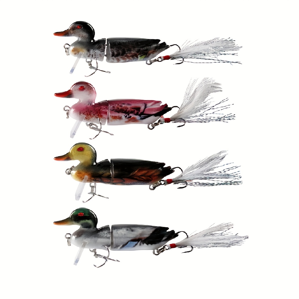 TEMU 4pcs Fishing Lure Set - Duck-shaped Jointed Lure With Ultra-realistic Swimming Action, Multi-section Design And Interchangeable Colors, Suitable