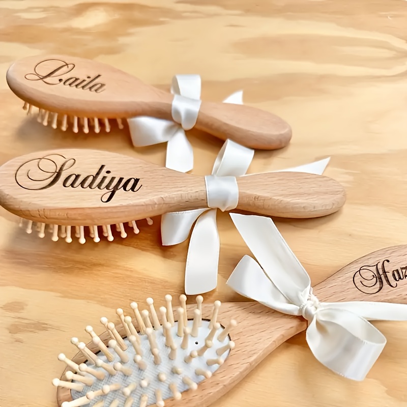 

1pc Personalized Engraved Handle Bamboo Brush, Scalp Massage Comb For All Hair Types, Ideal Commemorative Gift