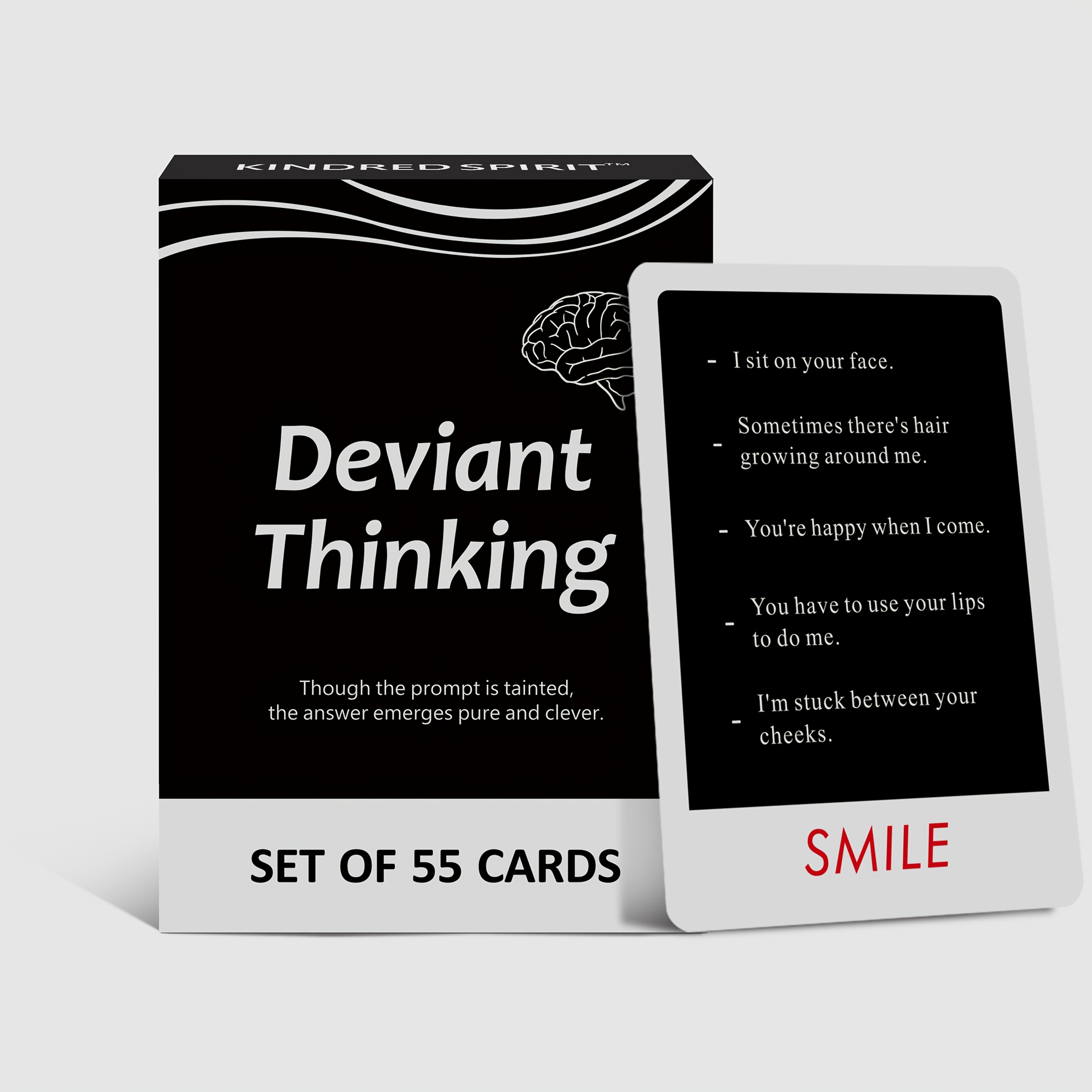 1 Box Deviant Minds Adult Party Game - 55 Dirty Prompts & Clean Answers Cards, 18+ Tabletop Conversation Starter for Adults, Perfect Halloween or Christmas Gift for Friends