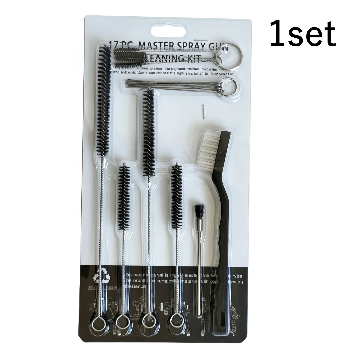 TEMU 1 Set Of Spray Gun And Brush Cleaning Tool Set, Including Brushes And Needles, Suitable For Unclogging The Air Cap Of Spray Guns, Cleaning The