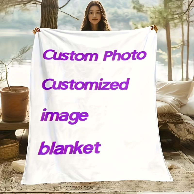 

Custom Digital Print Blanket, Contemporary Style With Personalized Designs, Reversible, All-season Flannel Fabric, Ideal For Home, Office, Bedroom, Sofa Nap - Versatile Use, Polyester, 200-250gsm
