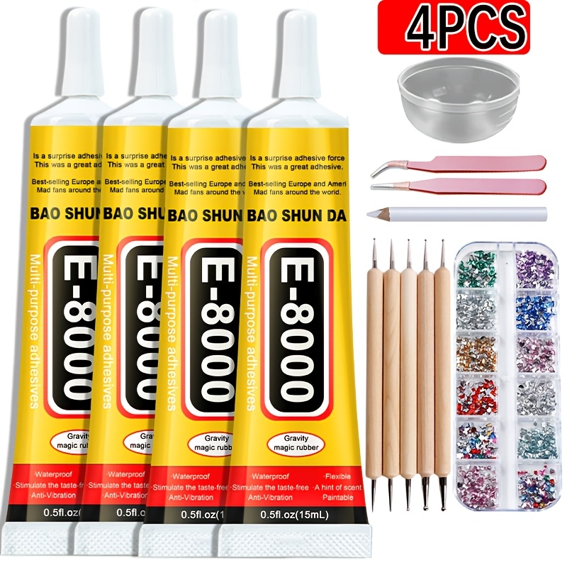 Temu – TEMU 4pcs – E8000 Glue, Jewelry Adhesive, , Transparent Glue, Adhesive, Glue, Leather Glue, , Glass Glue, Diy Craft Glue, Repair Glue, Strong Glue,