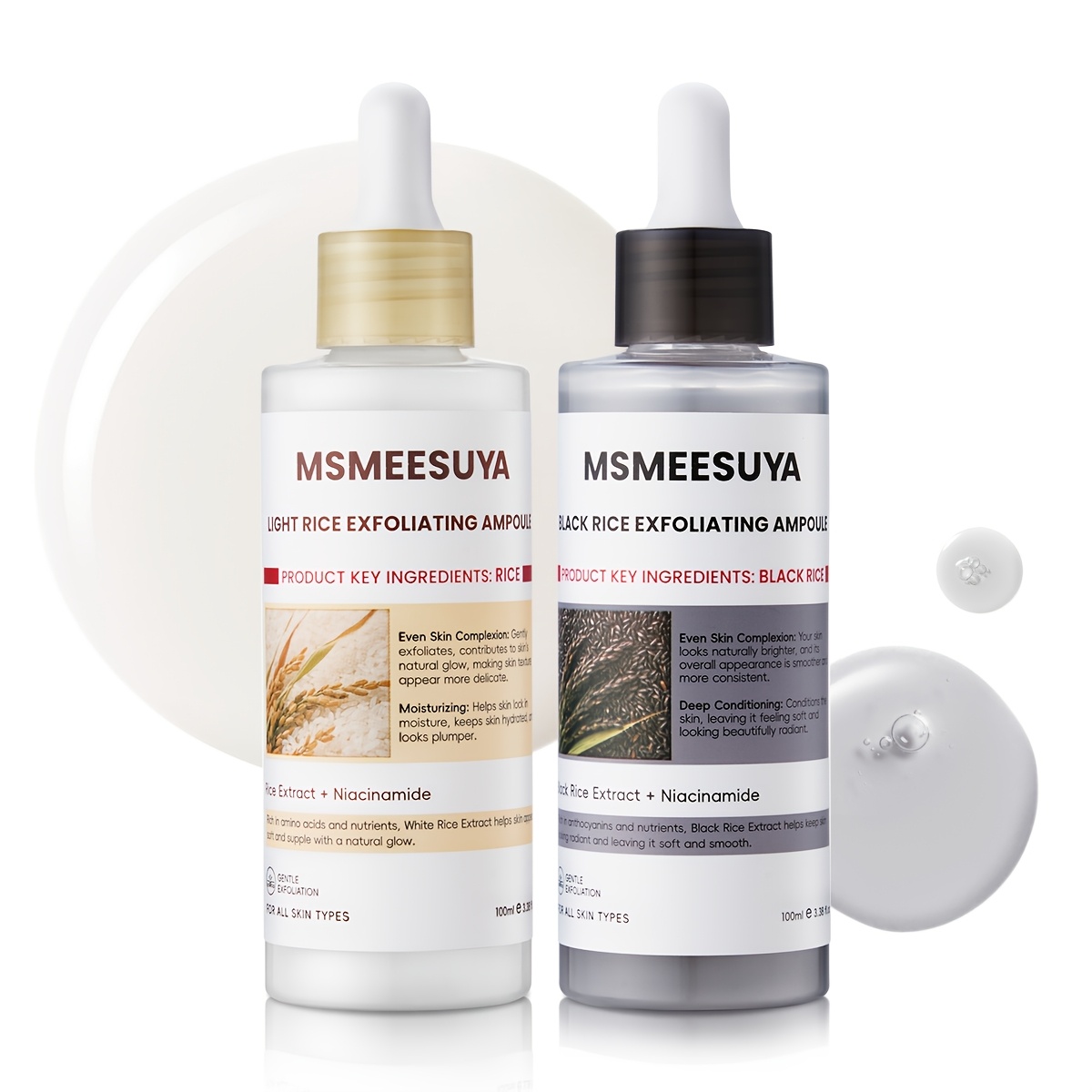 TEMU 2pcs And Exfoliating Serum Set, Rice Extract Face And Body Scrub, Containing Niacinamide, Hyaluronic Acid, And Salicylic Acid. Gentle