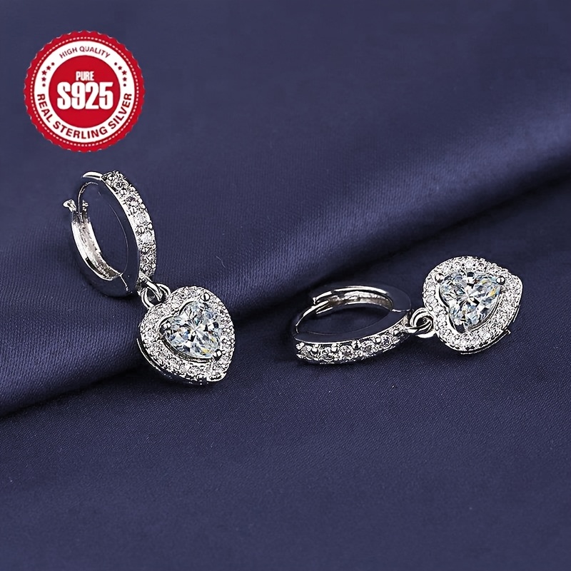 925 Silver Hypoallergenic Moissanite Love Earrings