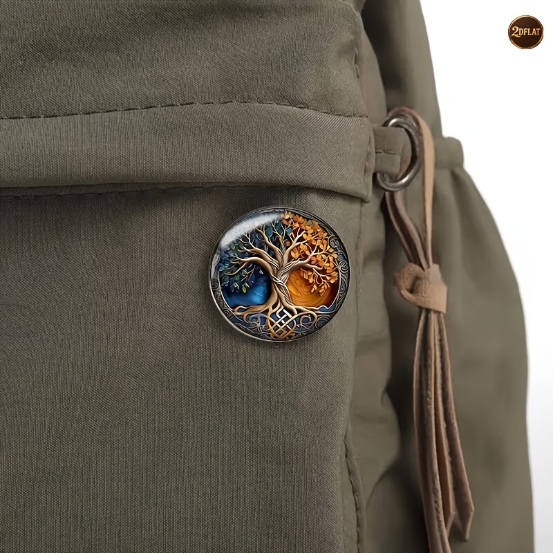 Creative Tree of Life Stainless Steel Brooch, Colorful Badge