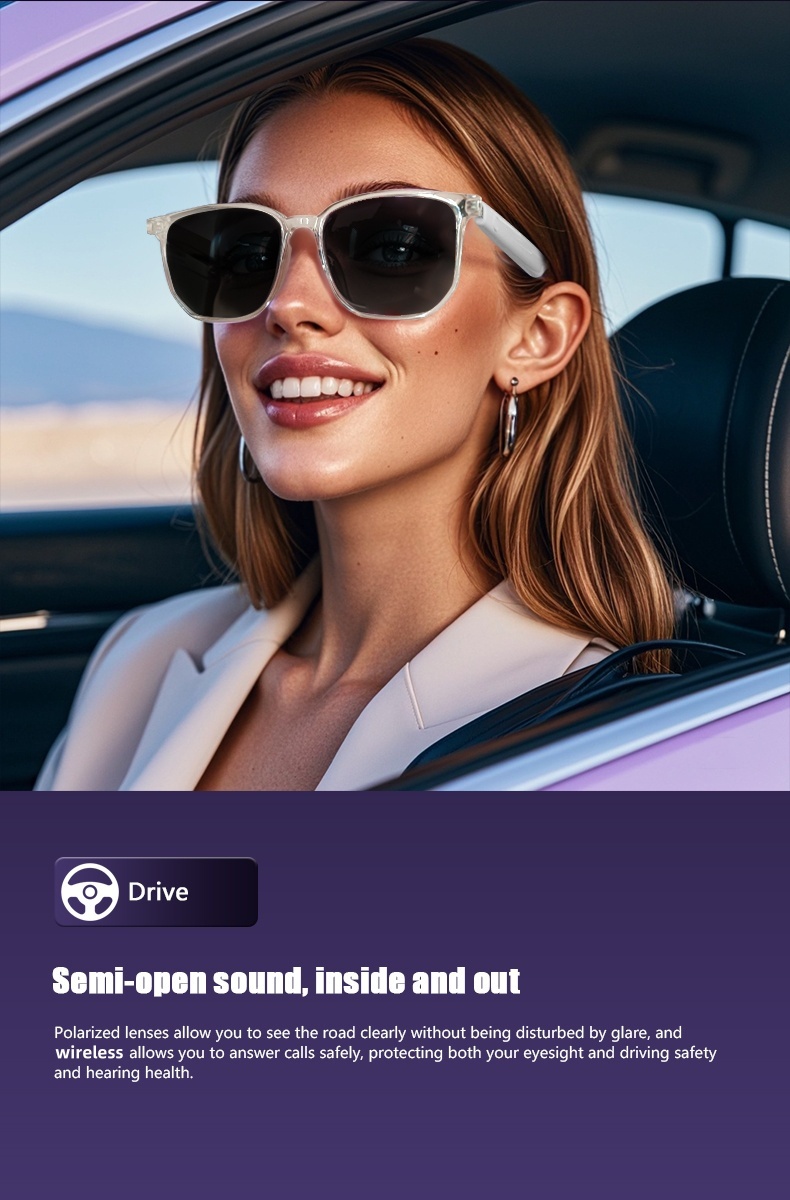 2025 wireless smart glasses auto dimming lens touch control built in microphone high resolution audio wireless rechargeable battery great for office outdoors sports driving music hands free phone ideal holiday gift Product details 14