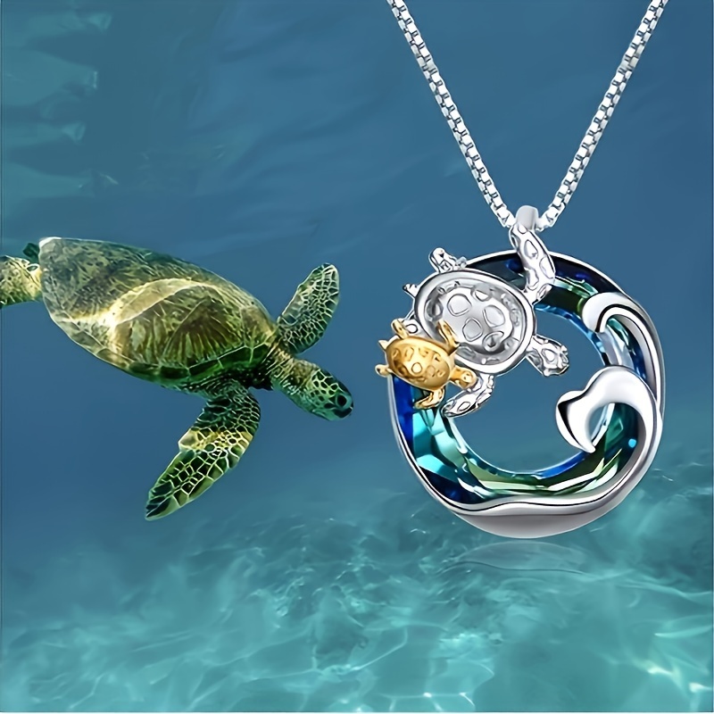 

Elegant Fashion Exquisite Turtle Pendant Necklace Round Perimeter With Wave Fashion Necklace Festive Atmosphere Anniversary Christmas Gift