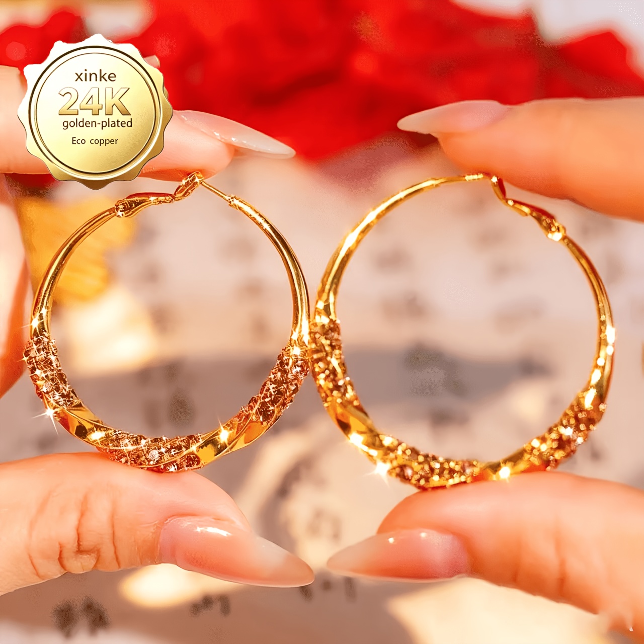 TEMU Fashionable And Elegant Earrings, 24k Gold-plated Earrings With A Stylish Design, Versatile And Elegant Ear Accessories Suitable For Daily Wear