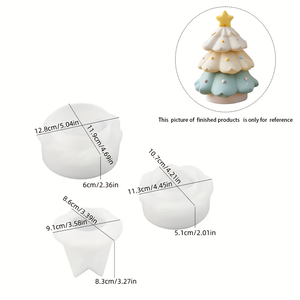 3pcs Resin Silicone Molds, Silicone Christmas Tree Storage Jar Molds For Resin Plaster Concrete Casting, Silicone Candle Jar Molds With Star Lid For Handmade Crafts, Home Christmas Decoration