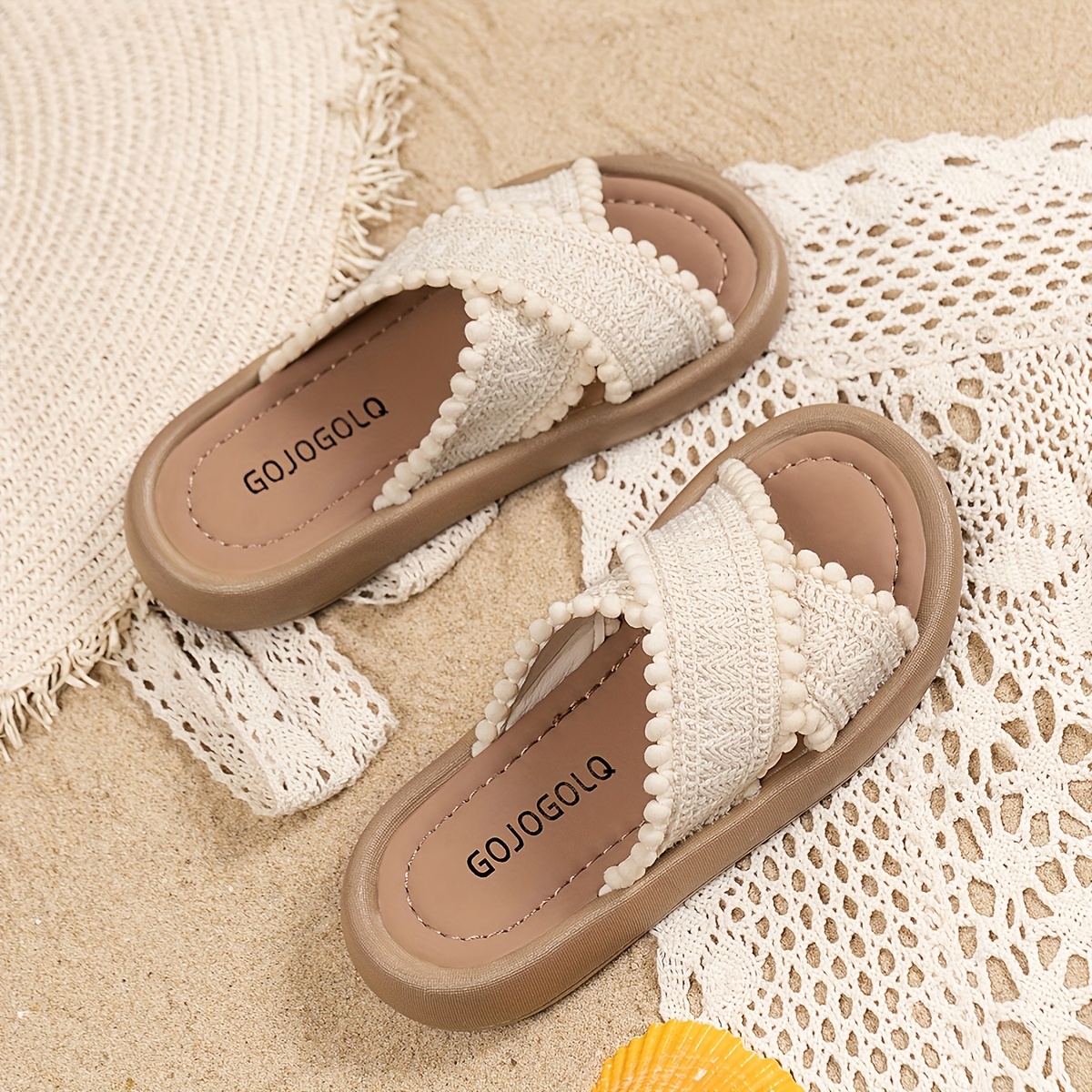 Summer Canvas Girls' Flat Soft-soled Sandals Girls' Slippers Hole-out Slippers