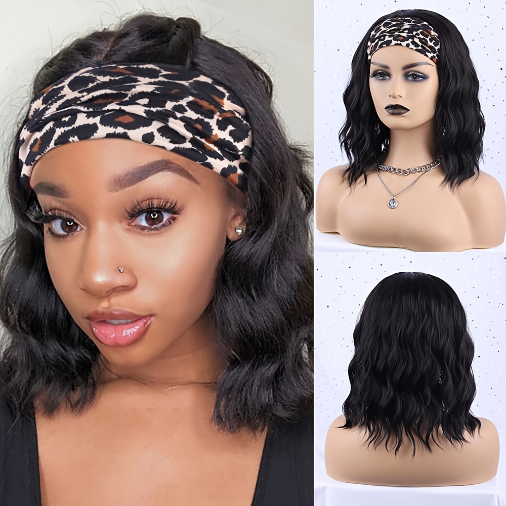 

Women' 16-inch Bob Headband Wig - Glueless Heat Resistant Synthetic Fiber With Net Cap, Versatile Styling, Beginner Friendly