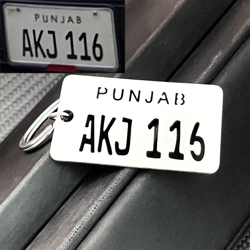 TEMU Custom Chainless Stainless Steel License Plate Keychain - Personalized Engraving With Letters/numbers/patterns, Durable Key Ring, Men's Fashion
