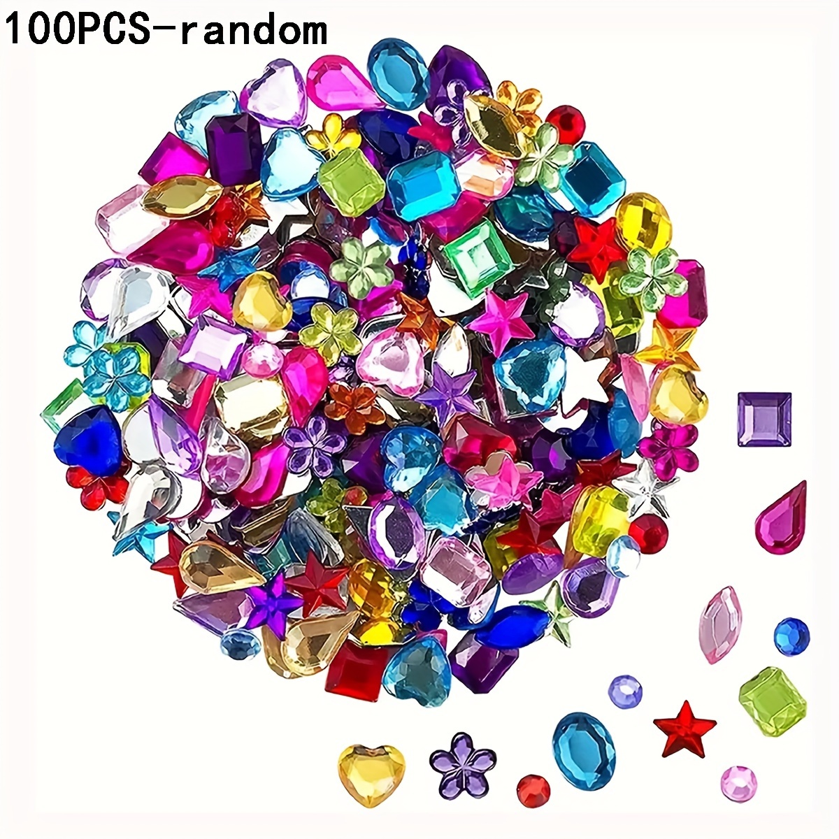 TEMU Ensemble de strass aléatoires 50PCS/100PCS/200PCS/500PCS, aléatoire, couleurs et aléatoires, pour l'artisanat et la décoration - assorties, 6-1M