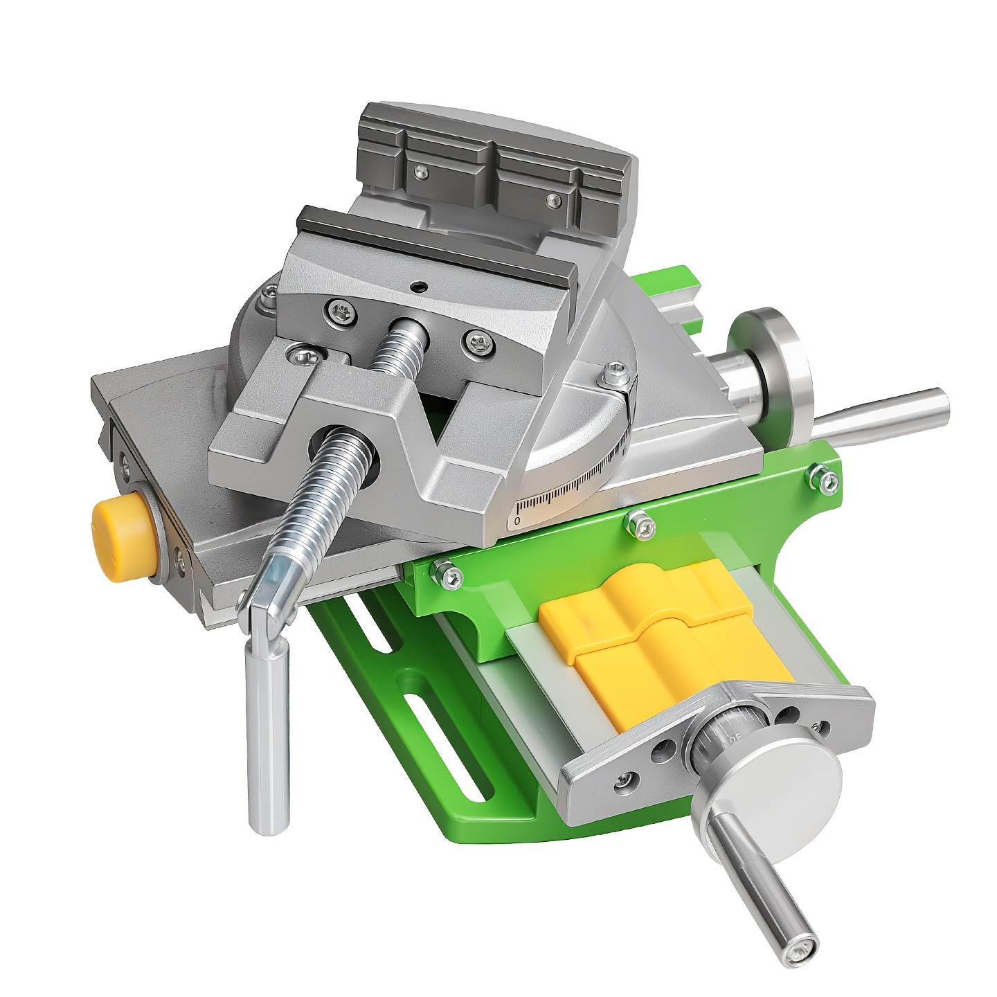 étau détabli robuste à glissière croisée rotative à 90° avec étau de table de travail composé - / glissière, base pivotante et matériel de montage pour perceuse, fraiseuse, travail et du métal (ouverture de mâchoire, spécifications de course indiquées) Détails du produit 4