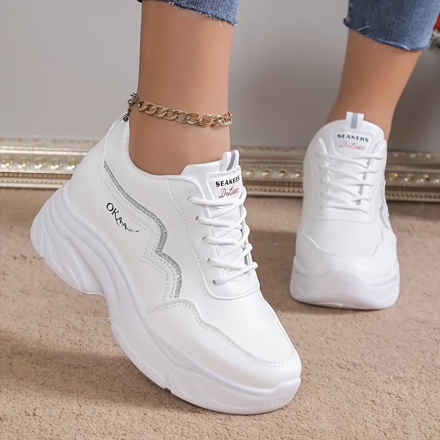 Women'* Chunky Platform Sneakers with Arch Support Arch Stabilizing  Technology Low-Top Lace-Up Round Toe, Arch Support Insole, Slip-Resistant 