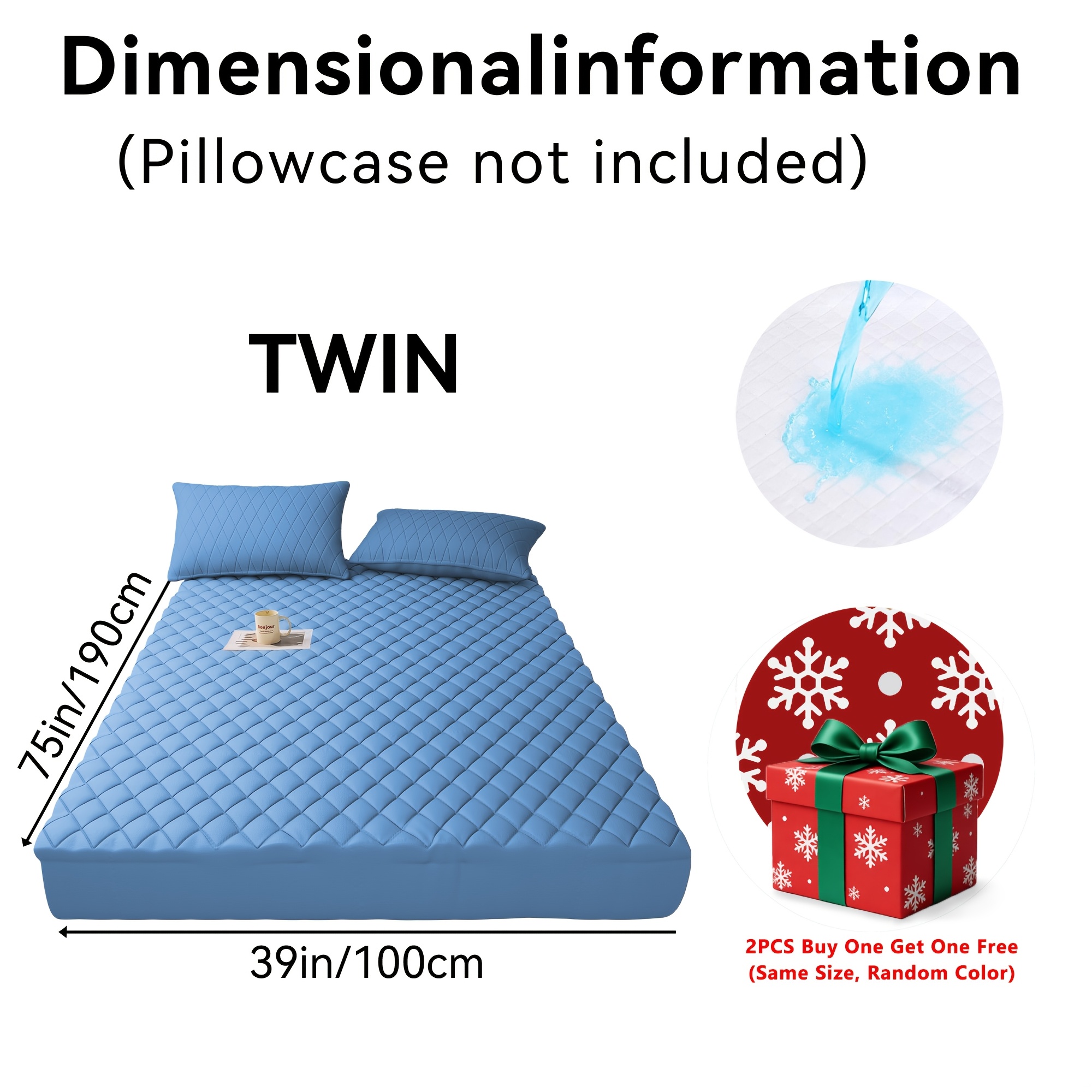 TEMU Buy 1 Get 1 Free, 2pcs (any And Another Random Color) Warm Waterproof Mattress Protector, Solid Color Quilted Bed Cover With Deep Pocket, Soft