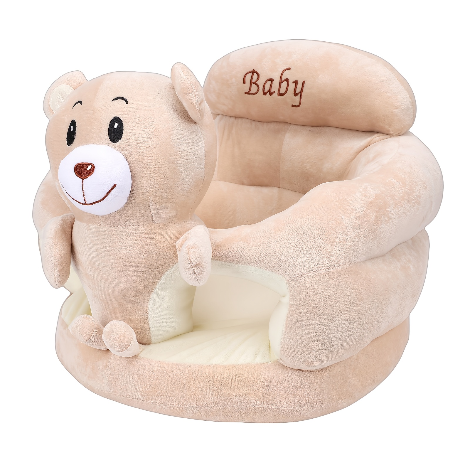 TEMU Plush Baby Support Seat, Animal Shaped Infant Sitting Chair With Backrest And Armrest, Soft Filled Baby Sofa Seat For Learning To Sit, Toddler
