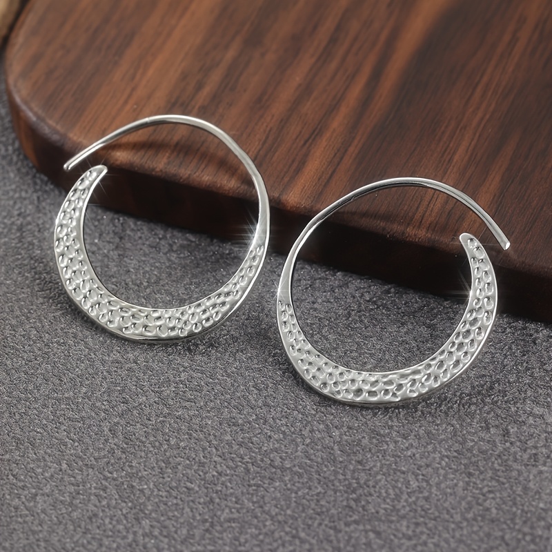 2D Copper Bohemian Half Moon Rings, Handmade Tribal Earrings