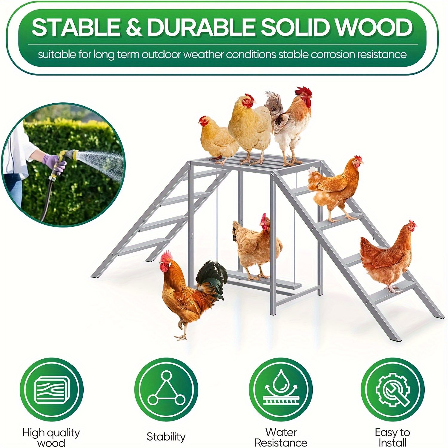 

Chicken Perch For Coop With Swing Set, Chicken Ladder Coop Toys, Suitable For Pet' & Happy, Chicken Ladder, Farm Toys For Chickens Gray