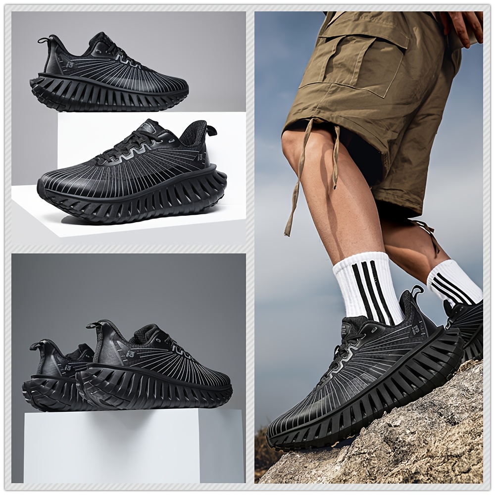 Men'S Technology Carbon Board Running Shoes | Breathable Athletic Sneakers with Cushioned Shock Absorbing EVA Chunky Sole, Casual Sporty Look, Slip-resistant Wear-resistant All-Terrain Grip for Gym, Jogging, Marathon - Running & Work Out Training Sh