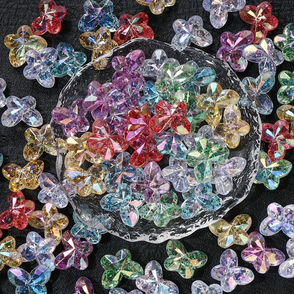 30pcs Clear Butterfly Beads for Jewelry Making & Crafts