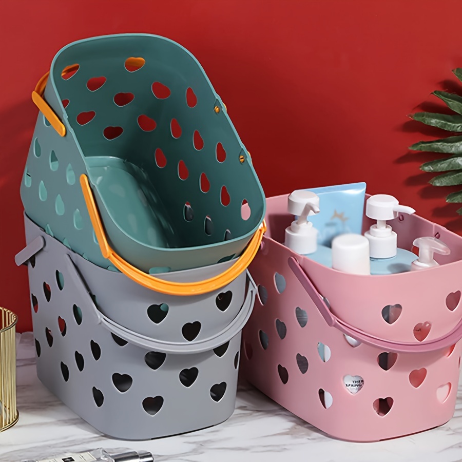 

1pc Portable Shower Basket, Plastic Storage Basket With Handle, Drainable Toiletry Storage Box, Dorm Shower Tote, Suitable For Bathroom, Kitchen, Closet, Bedroom, University, Gym, Camping, For