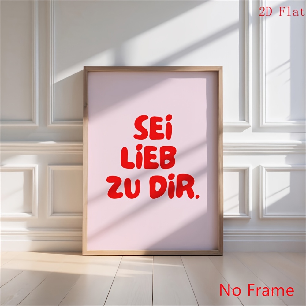 TEMU 2D Flach, 2D Flach, Leinwandposter mit einem 2D-Flachdesign mit der Botschaft "Sei freundlich zu dir selbst" - ein inspirierendes Zitat-Mural in