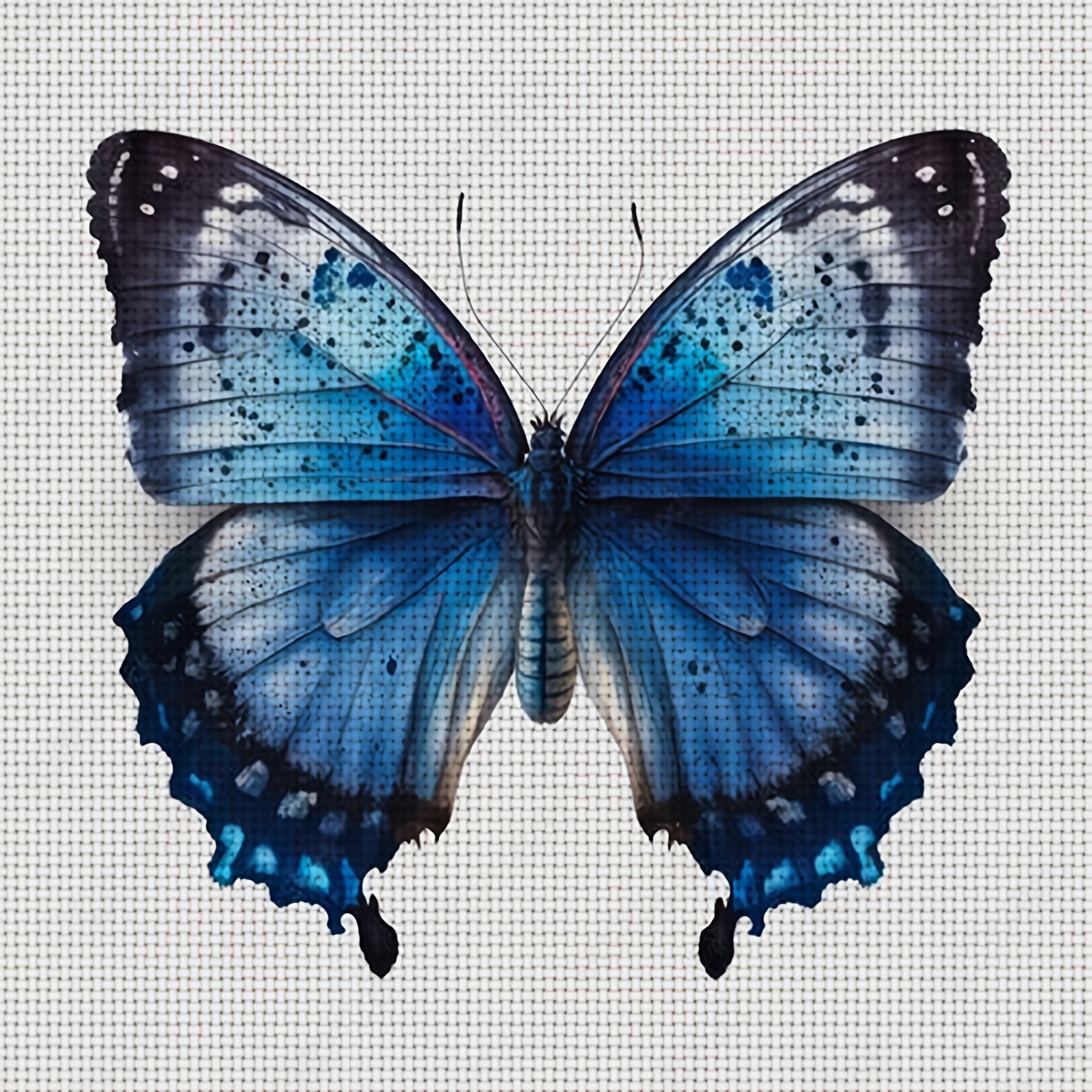 Cross Stitch Kit, Blue Butterfly Pattern, Frameless