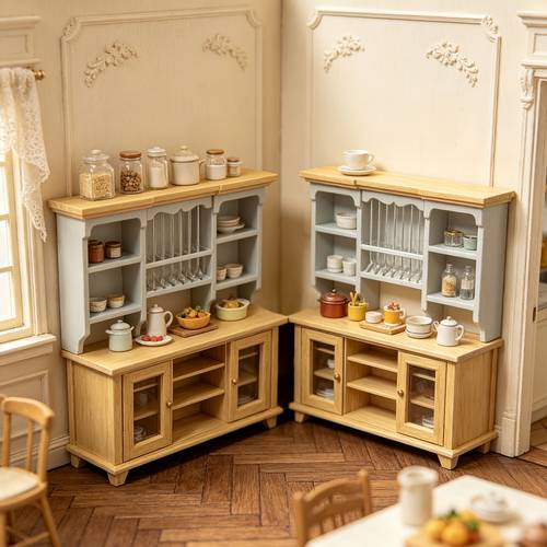 2pcs Wooden Miniature Furniture Set Dollhouse Accessory Storage Shelf Cabinet Room Wall Mount Minimalist Multi Layer Open Unit Multi Functional TV Stand Christmas Easter New Year Gift