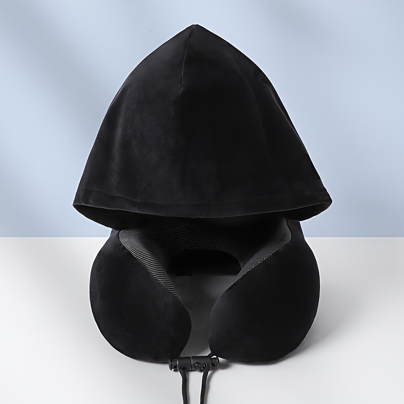 TEMU 1 U-shaped Hooded Travel Pillow With A Removable, Washable Cover - A Neck Pillow Suitable For Airplanes, Trains, Cars, And Beds - In Multiple Colors - Suitable For Adults